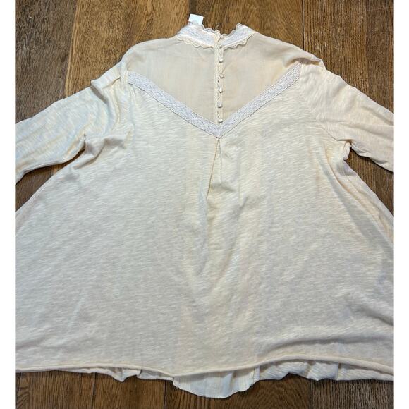 NWT! Free People Victorian Coquette Style Blouse in Cream Swing Hem Lace Sz L - Picture 7 of 13